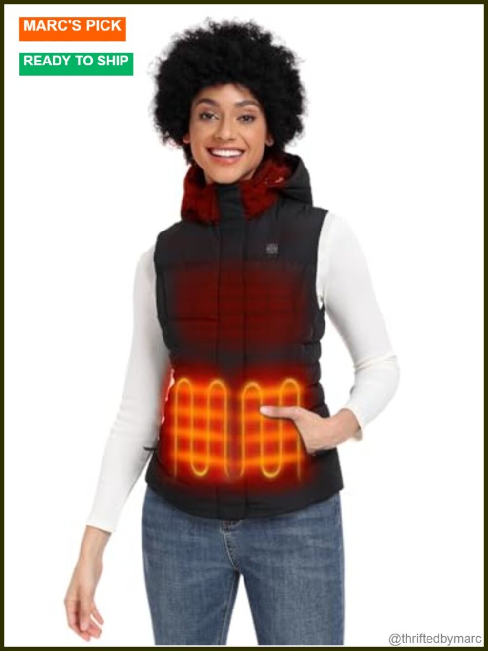 800-Fill Heated Down Vest with Detachable Hood & Battery